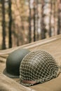 Metal Helmet Of United States Army Infantry Soldier At World War II Royalty Free Stock Photo