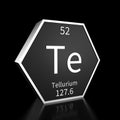 Periodic Table Element Tellurium Rendered Metal on Black on Black Royalty Free Stock Photo