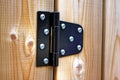 Metal hinge on wood Royalty Free Stock Photo