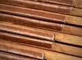 Metal hinges detail old wood folding rule