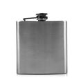 Metal hip flask isolated on white Royalty Free Stock Photo