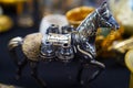 Metal horse figurine in an antique bazaar