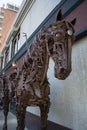 Metal horse public artwork on the street