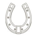 A metal horseshoe for horses. Shoes for horses to protect hooves.Farm and gardening single icon in outline style vector