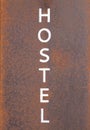 Metal hostel sign board Royalty Free Stock Photo