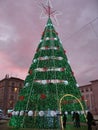 Typical modern christmas tree in Caldas da Rainha, Centro - Portugal