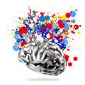 metal human brain with splash colors Royalty Free Stock Photo