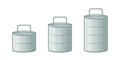 Metal indian tiffin box icon set Royalty Free Stock Photo