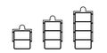 Metal indian tiffin box outline icon set