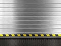 Metal industrial background with hazard stripes