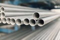 Metal inox pipe on stack Royalty Free Stock Photo