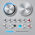 Metal Interface Buttons Collection Royalty Free Stock Photo