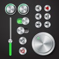 Metal interface buttons collection Royalty Free Stock Photo