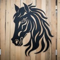 Metal Horse Head Wall Art - Woodcut-inspired Graphics - Uhd Image Royalty Free Stock Photo