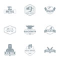 Metal job logo set, simple style Royalty Free Stock Photo