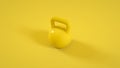 Metal kettlebell gym weight isolated on yellow background. 3d illustration