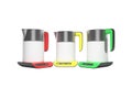 Metal kettles with electronic console with buttons 3d render on white background no shadow