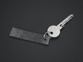 Metal key with blank tag. 3d rendering Royalty Free Stock Photo