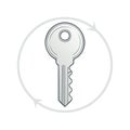 Metal Key with Circular Arrows Icon Security Concept Illustration Vector Royalty Free Stock Photo
