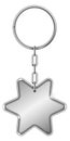Metal keyring with star trinket. Realistic steel keychain Royalty Free Stock Photo