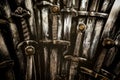 Metal knight swords background. Close up. The concept Knights.