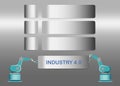 Metal labels infographic of industry 4.0 factory