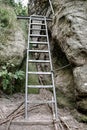 Metal ladder in mountains via ferrata Royalty Free Stock Photo