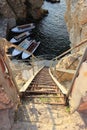 Metal ladder to the boats moored on Atlesh