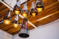 Metal lamps on the ceiling