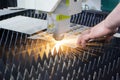 Metal laser cutting. Cutting sheet metal laser metal cutting close-up Industrial Royalty Free Stock Photo
