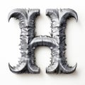 Distorted Metal Letter H: Hyperrealistic Gothic Fantasy Art