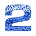 Metal letter & water drops - digit 2