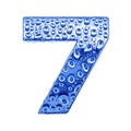 Metal letter & water drops - digit 7