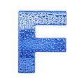 Metal letter & water drops - letter F Royalty Free Stock Photo