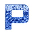 Metal letter & water drops - letter P Royalty Free Stock Photo