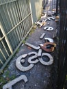 Metal letters from marquees scattered on the ground