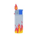 Metal Lighter as Portable Device for Igniting Cigarette and Generating Flame Vector Illustration Royalty Free Stock Photo