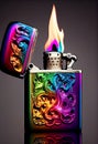 Metal lighter with flame Royalty Free Stock Photo