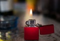 Metal lighter with flame Royalty Free Stock Photo