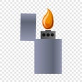 Metal lighter icon, cartoon style