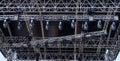 Metal lighting structures on the concert stage