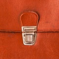 Metal lock old red leather briefcase Royalty Free Stock Photo