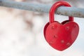 Metal lock symbol of love in the form of a red heart, romance of Valentine`s Day Royalty Free Stock Photo