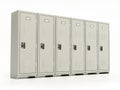 Metal locker storage cabinets for school, fitness club or gym isolated on white background. 3D illustration Royalty Free Stock Photo