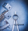 Metal locking pliers with jaws trammel caliper drilled angle bar Royalty Free Stock Photo