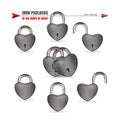 Metal locks set in the shape of a heart