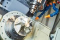 Metal machining cutting process by milling cutter Royalty Free Stock Photo