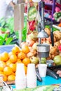 Metal manual juicer. Preparation of freshly squeezed fruit juice Royalty Free Stock Photo