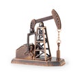 Metal mechanical miniature oil derrick isolated Royalty Free Stock Photo