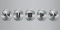 Metal media player buttons. Vector icons of chrome metal buttons Royalty Free Stock Photo